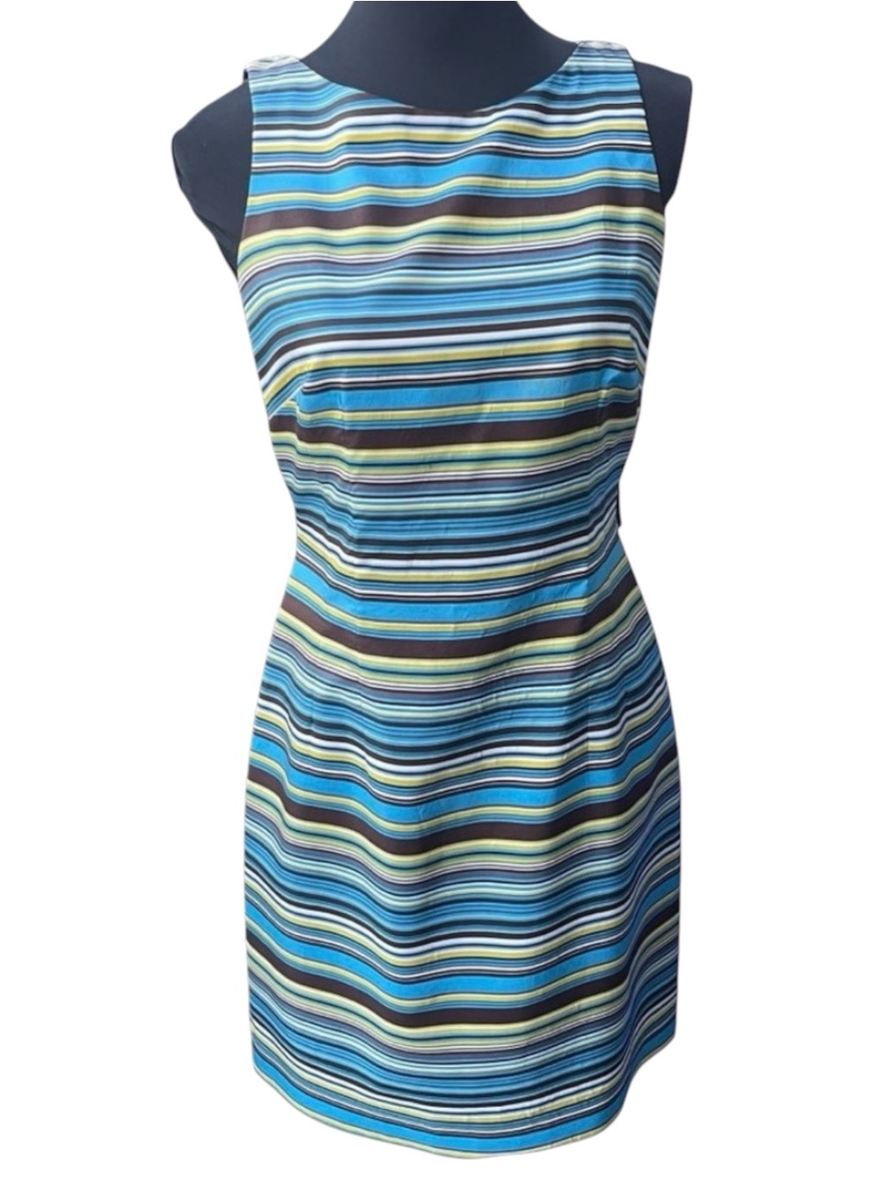 Laundry by Shelli Segal Silk Multi Stripe Sleeveless Keyhole Back Dress (10)
